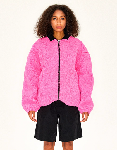 MHARF Rose Pink Zip Up Sherpa Fleece Jacket | Face 3 Face