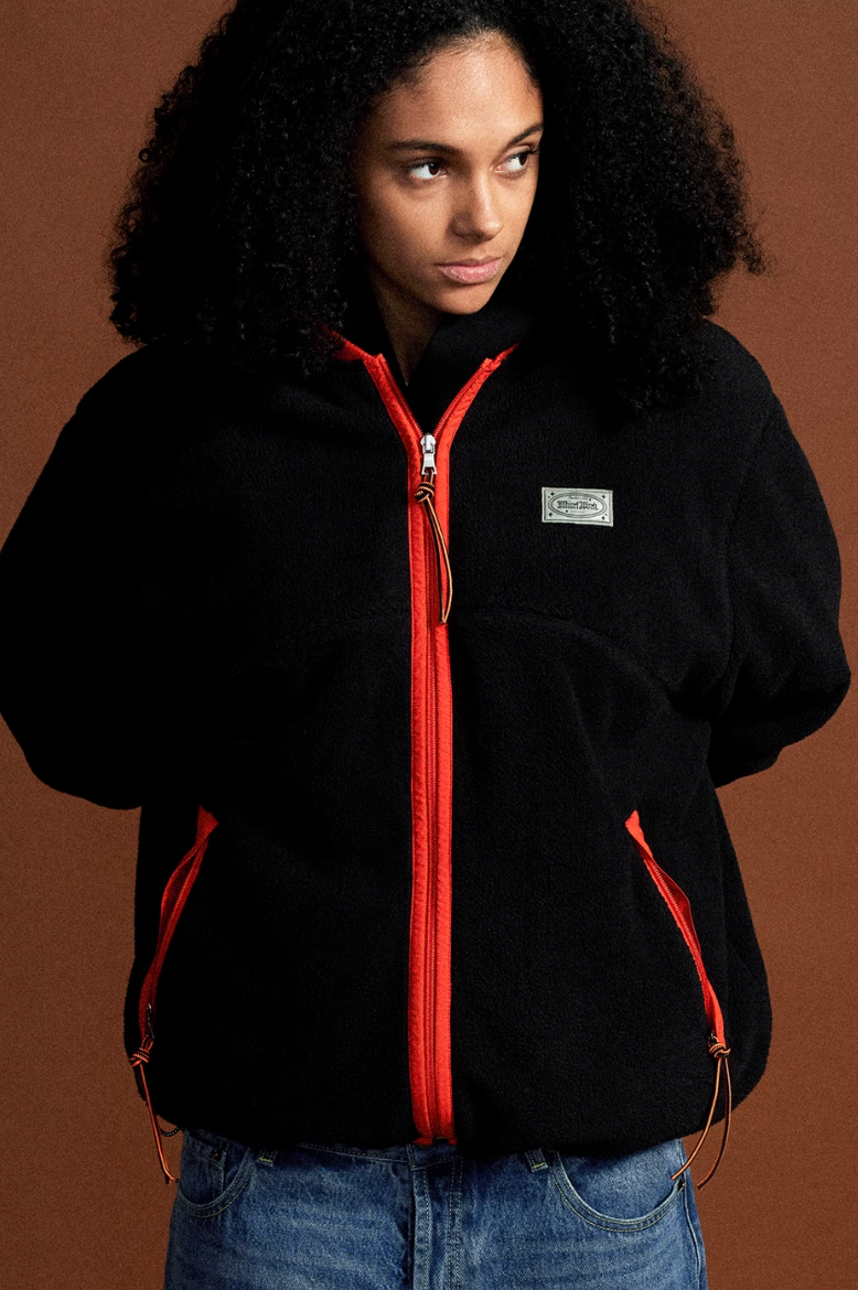 MHARF Black Hit Orange Sherpa Fleece Jacket | Face 3 Face