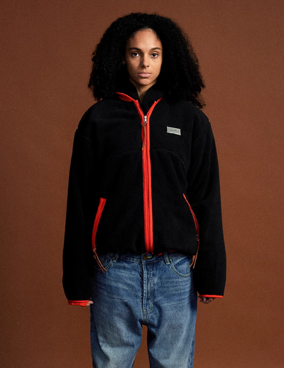 MHARF Black Hit Orange Sherpa Fleece Jacket | Face 3 Face