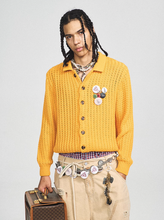 STEEPC Vintage Button Badge Knit Cardigan | Face 3 Face