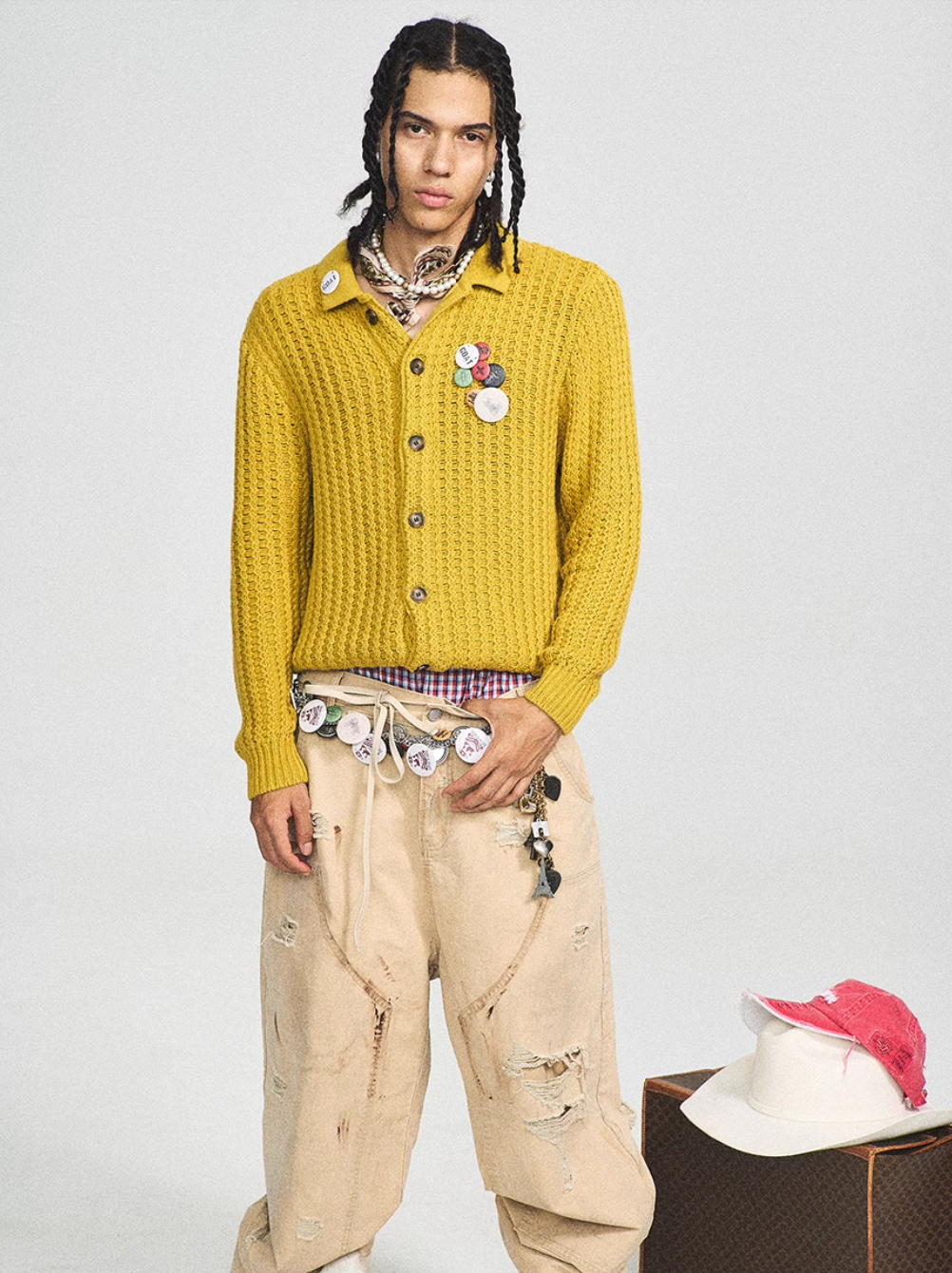 STEEPC Vintage Button Badge Knit Cardigan | Face 3 Face