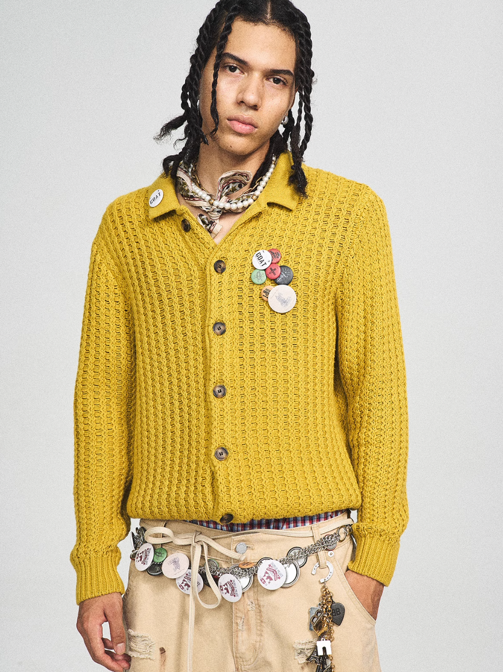 STEEPC Vintage Button Badge Knit Cardigan | Face 3 Face