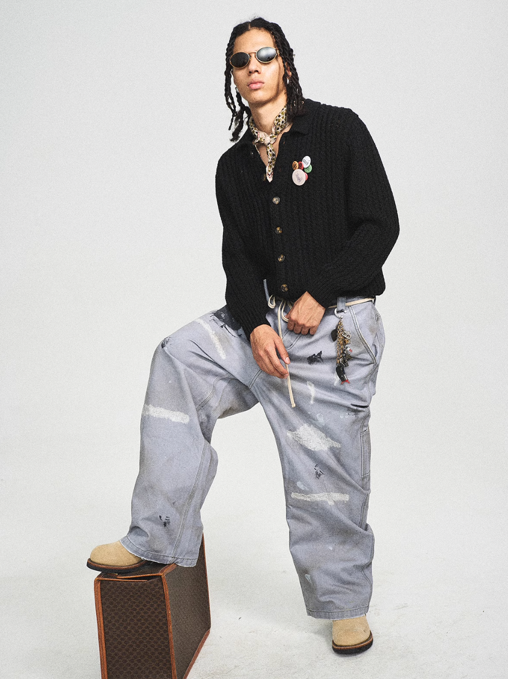 STEEPC Vintage Button Badge Knit Cardigan | Face 3 Face