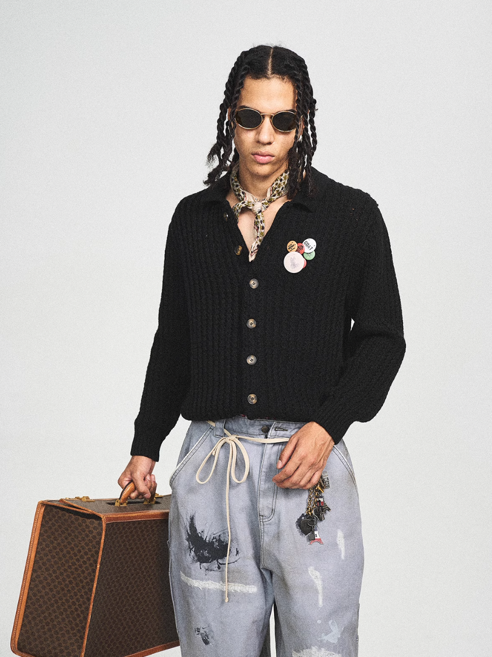 STEEPC Vintage Button Badge Knit Cardigan | Face 3 Face