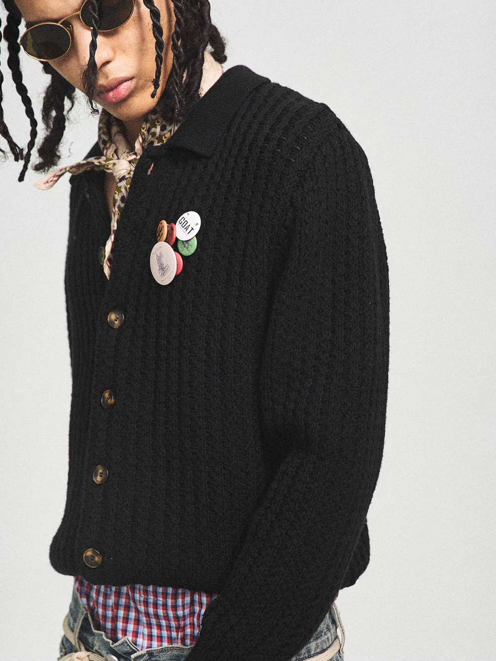 STEEPC Vintage Button Badge Knit Cardigan | Face 3 Face