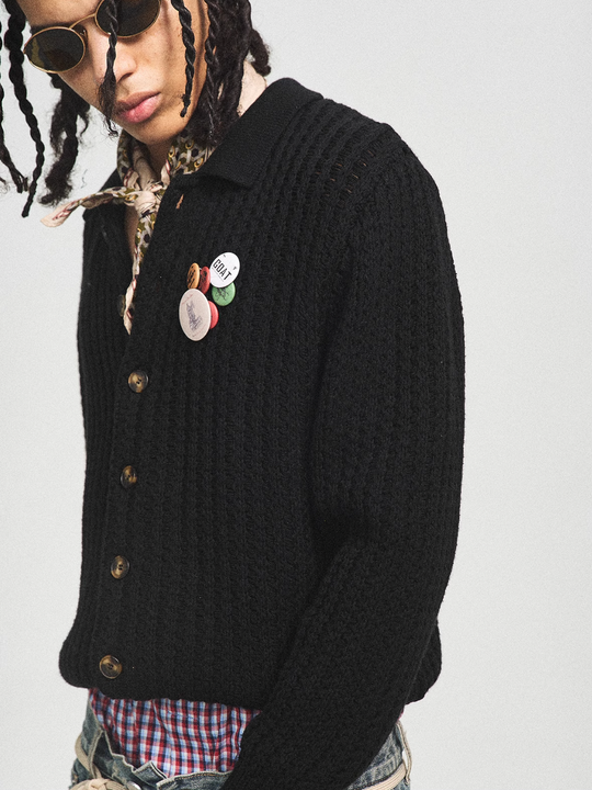 STEEPC Vintage Button Badge Knit Cardigan | Face 3 Face