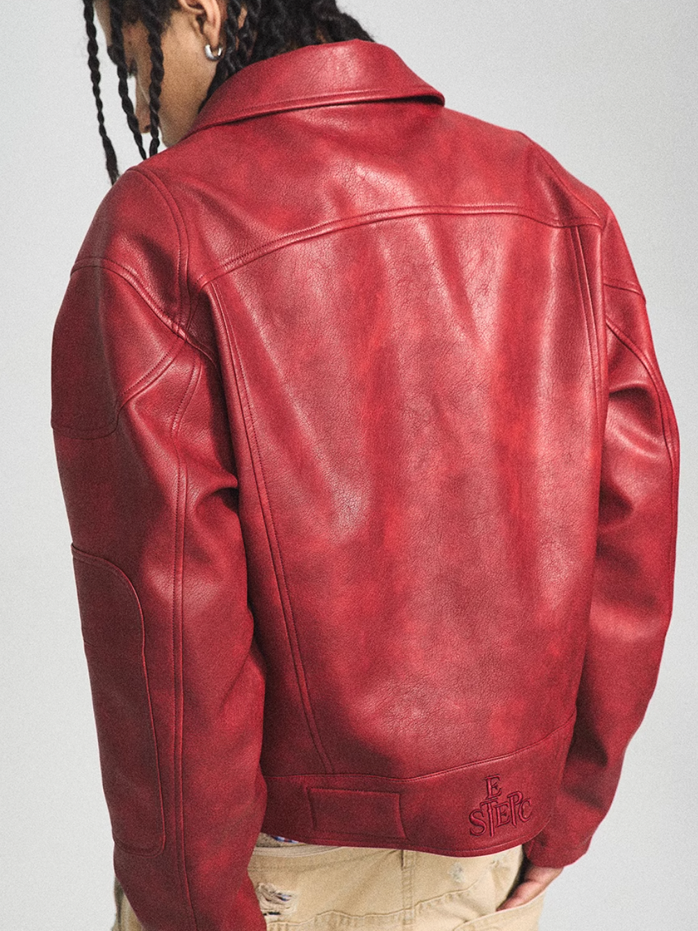 STEEPC Aged Washed Burgundy Red Short Leather Jacket | Face 3 Face