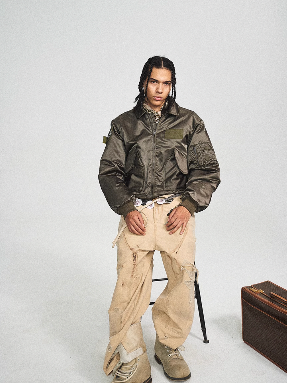 STEEPC Washed Dirty Old Ripped Double Knee Baggy Pants | Face 3 Face