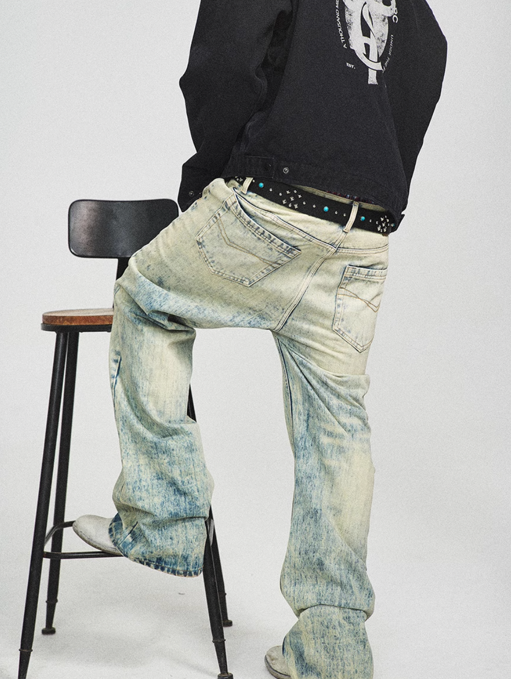 STEEPC Vintage Washed Blue Bootcut Jeans | Face 3 Face