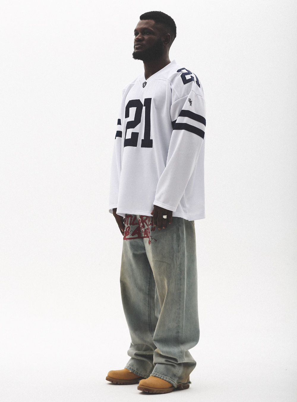 UNTILWERICH Mesh Quilting Embroidered Long Sleeve Hockey Jersey | Face 3 Face