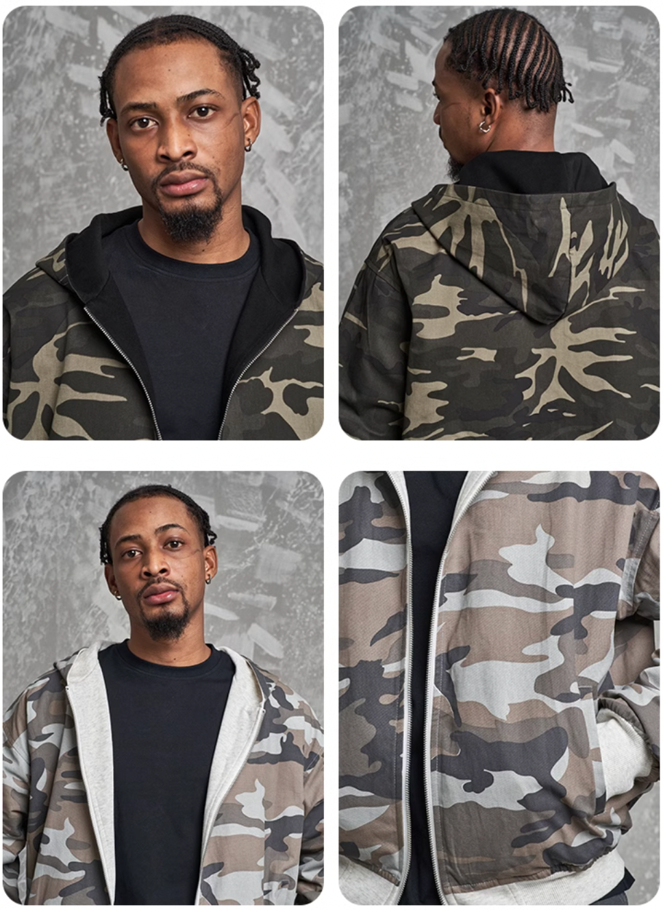 F3F Select Reversible Camouflage Zip Up Hoodie | Face 3 Face