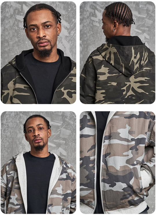 F3F Select Reversible Camouflage Zip Up Hoodie | Face 3 Face