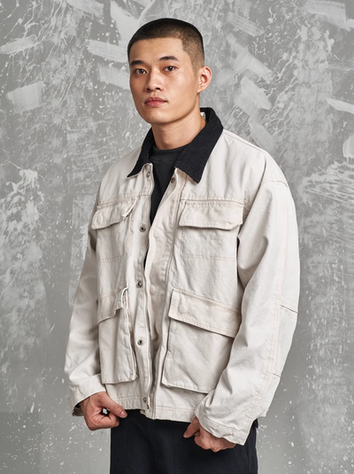 F3F Select Multi Pocket Washed Denim Work Jacket | Face 3 Face