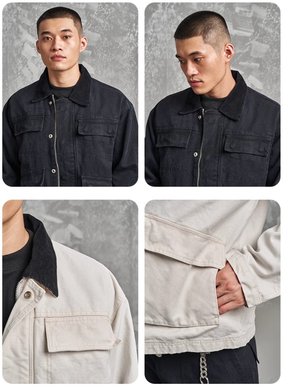 F3F Select Multi Pocket Washed Denim Work Jacket | Face 3 Face