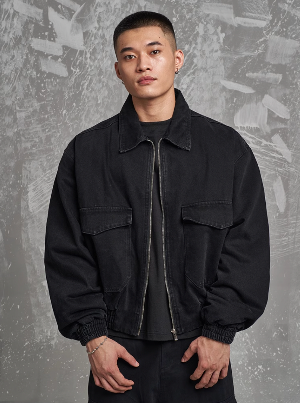 F3F Select Washed Denim Large Pockets Work Jacket | Face 3 Face