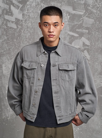 F3F Select Washed Gray Denim Jacket | Face 3 Face