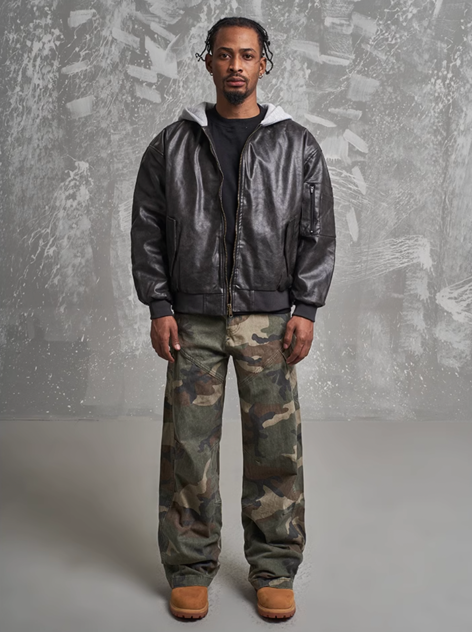 F3F Select PU Leather Hooded Bomber Jacket – Face 3 Face