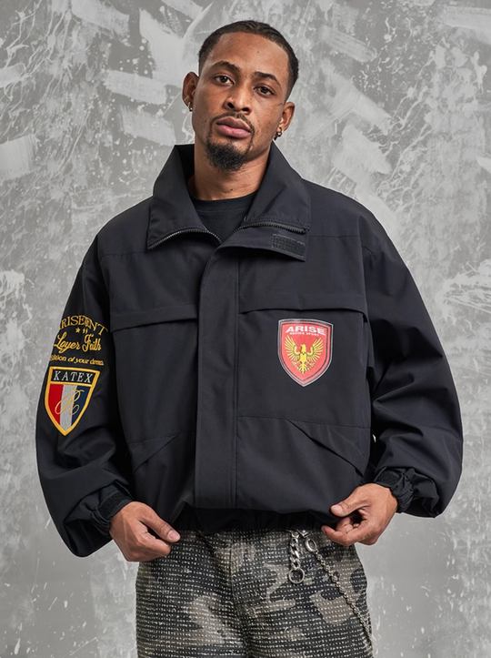 F3F Select Embroidery Windbreaker Police Short Jacket | Face 3 Face