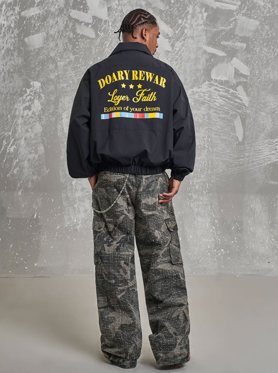 F3F Select Embroidery Windbreaker Police Short Jacket | Face 3 Face