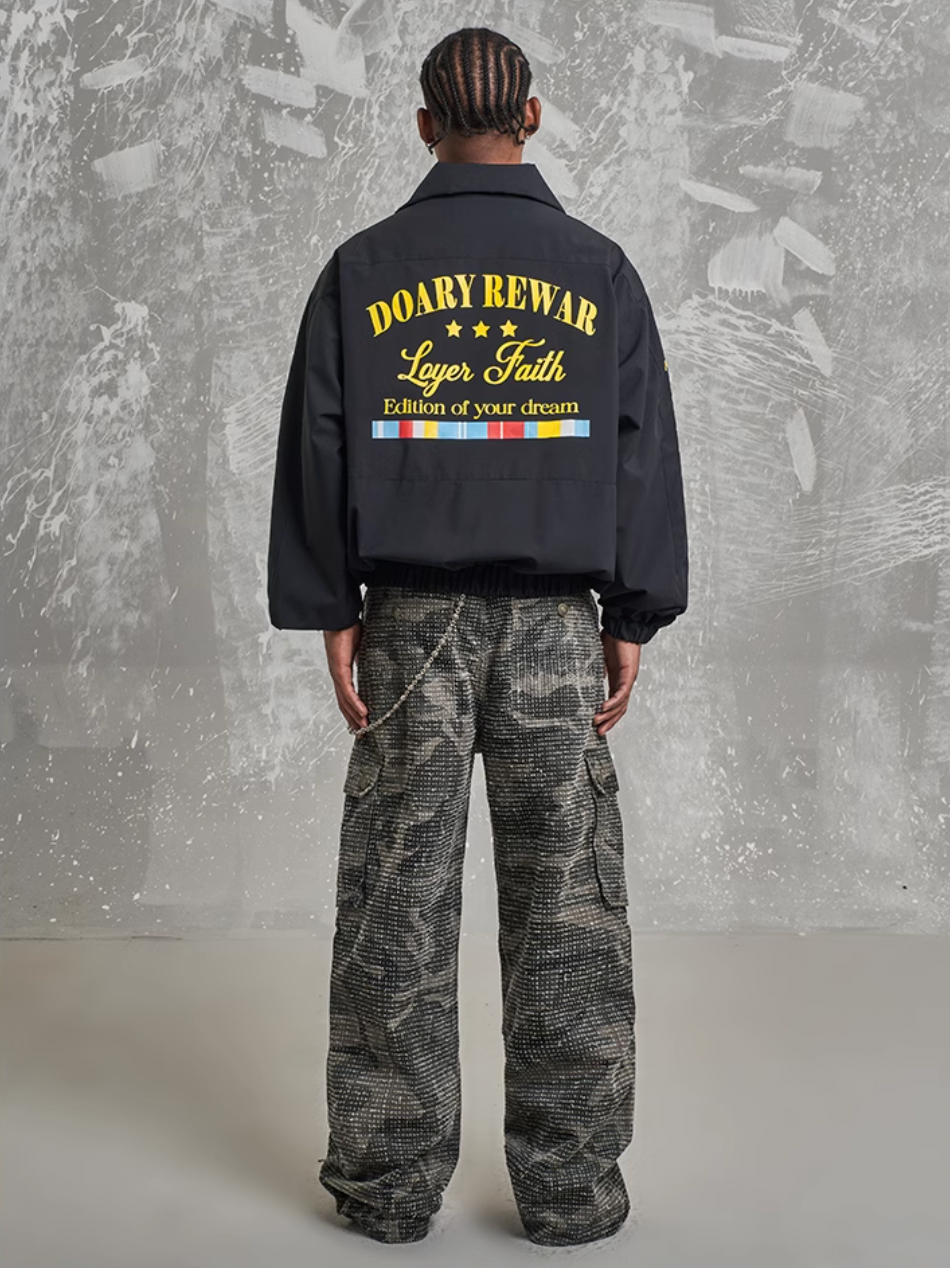 F3F Select Embroidery Windbreaker Police Short Jacket | Face 3 Face