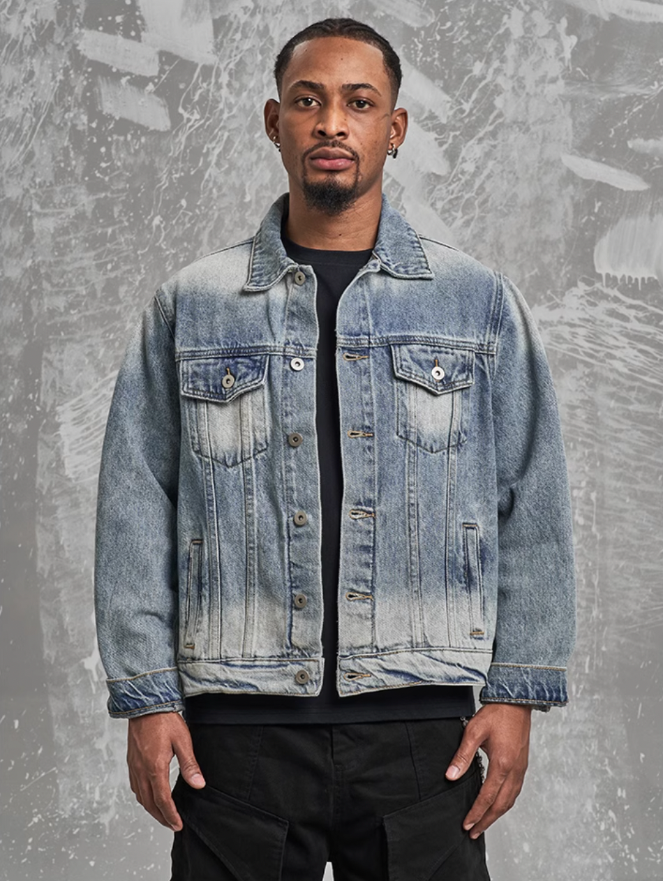 F3F Select Vintage Washed Gradient Denim Jacket | Face 3 Face