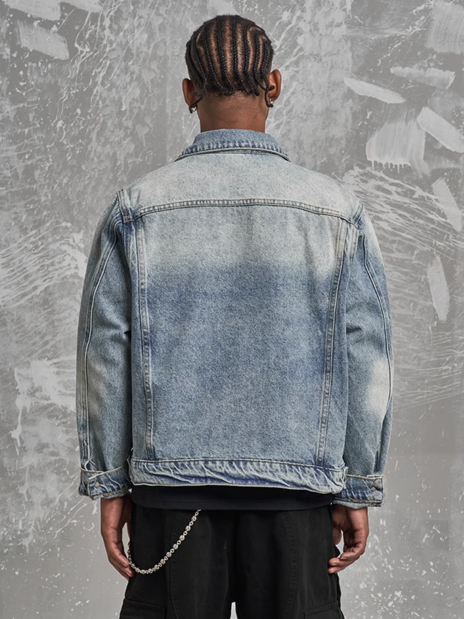 F3F Select Vintage Washed Gradient Denim Jacket | Face 3 Face