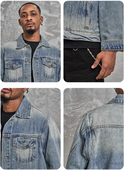 F3F Select Vintage Washed Gradient Denim Jacket | Face 3 Face