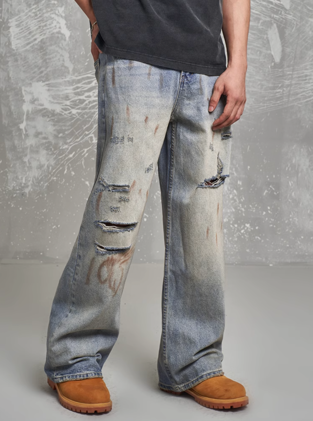 F3F Select Hole Design Retro Blue Rust Jeans | Face 3 Face