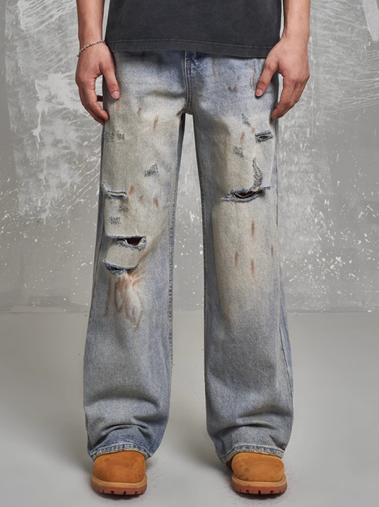 F3F Select Hole Design Retro Blue Rust Jeans | Face 3 Face