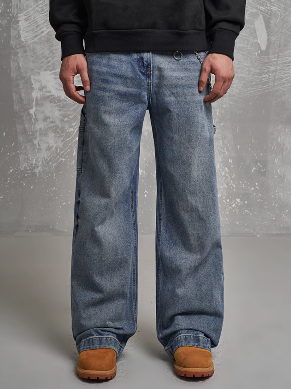F3F Select Patchwork Pocket Washed Carpenter Jeans | Face 3 Face