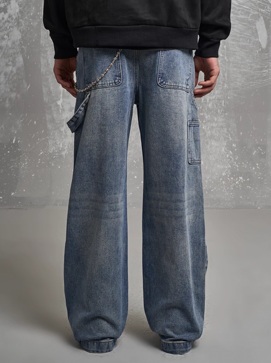 F3F Select Patchwork Pocket Washed Carpenter Jeans | Face 3 Face