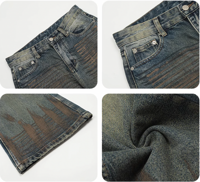 F3F Select Dirty Dyed Whiskering Print Design Jeans | Face 3 Face