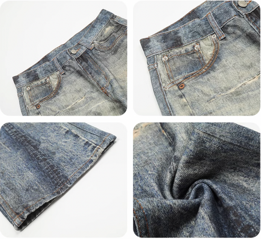 F3F Select Distressed Dirty Dye Hole Wash Print Jeans | Face 3 Face