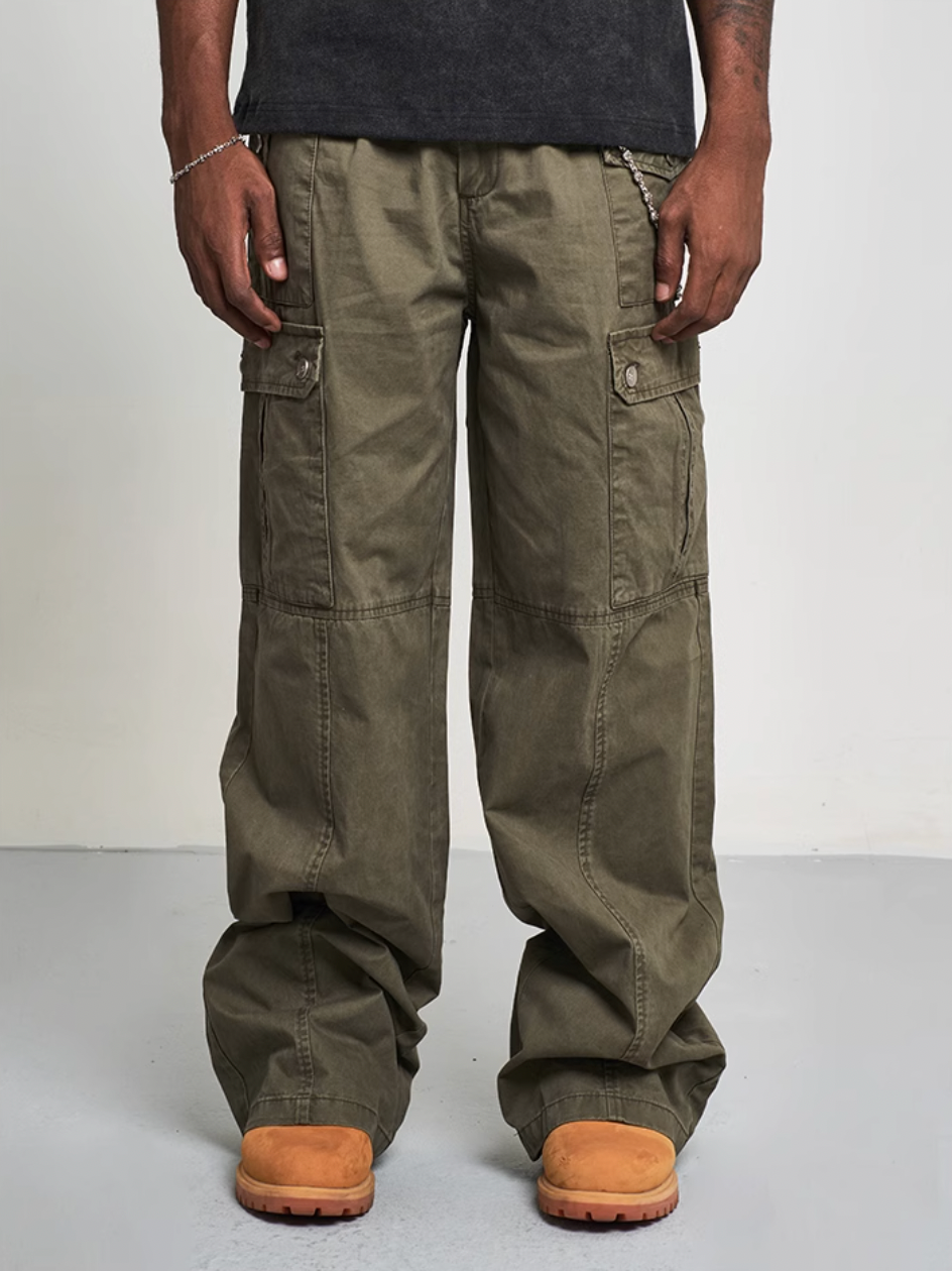 F3F Select Washed Patchwork Cargo Pants | Face 3 Face