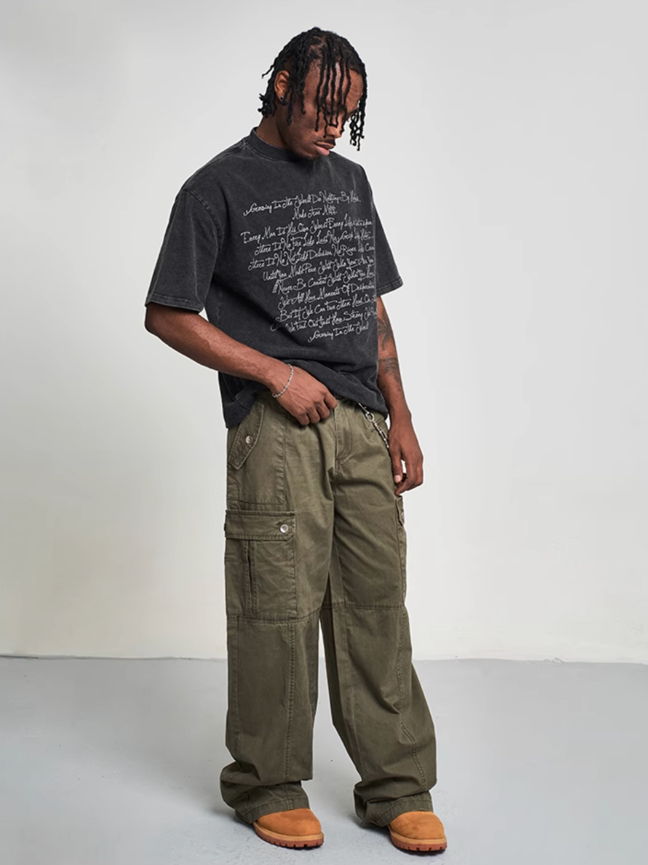 F3F Select Washed Patchwork Cargo Pants | Face 3 Face