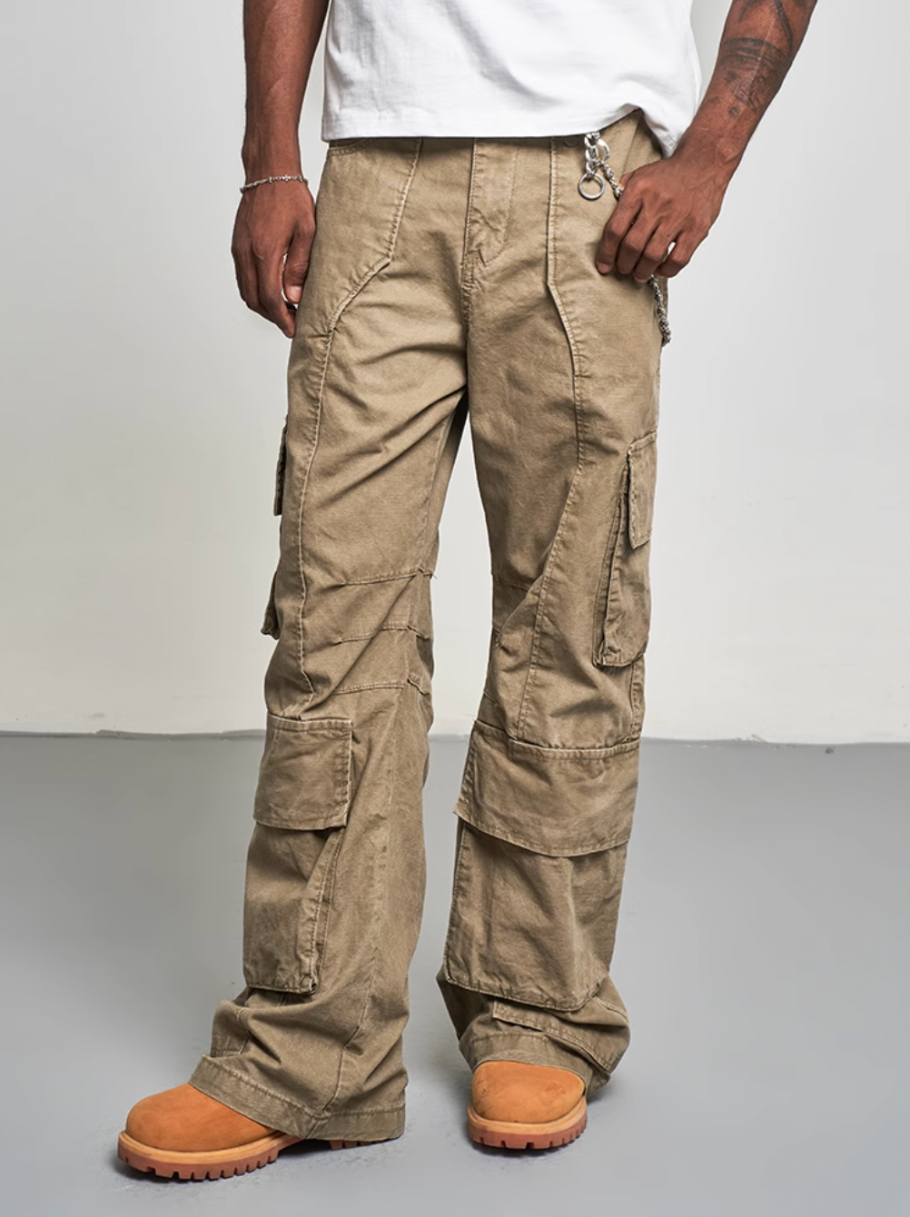 F3F Select Washed Patchwork Baggy Cargo Pants | Face 3 Face