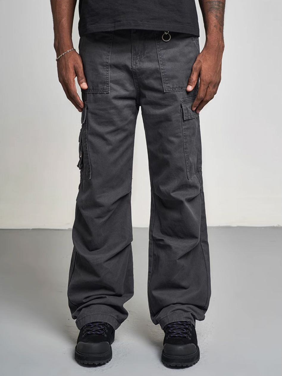 F3F Select Washed Pleated Multi Pocket Cargo Pants | Face 3 Face