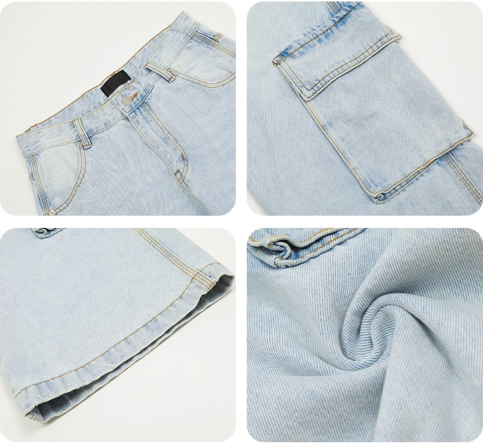 F3F Select Glacier Blue Multi Pocket Cargo Jeans | Face 3 Face