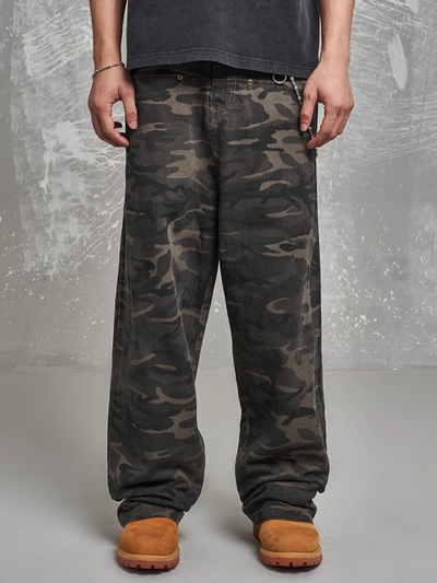 F3F Select Stacked Camouflage Baggy Work Pants | Face 3 Face