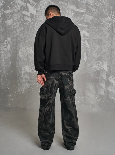 F3F Select Gray Camouflage Multi Pocket Baggy Cargo Pants | Face 3 Face