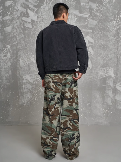 F3F Select Washed Brushed Camouflage Baggy Work Pants | Face 3 Face