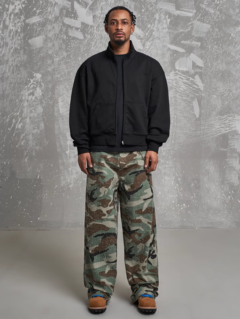 F3F Select Washed Brushed Camouflage Baggy Work Pants | Face 3 Face