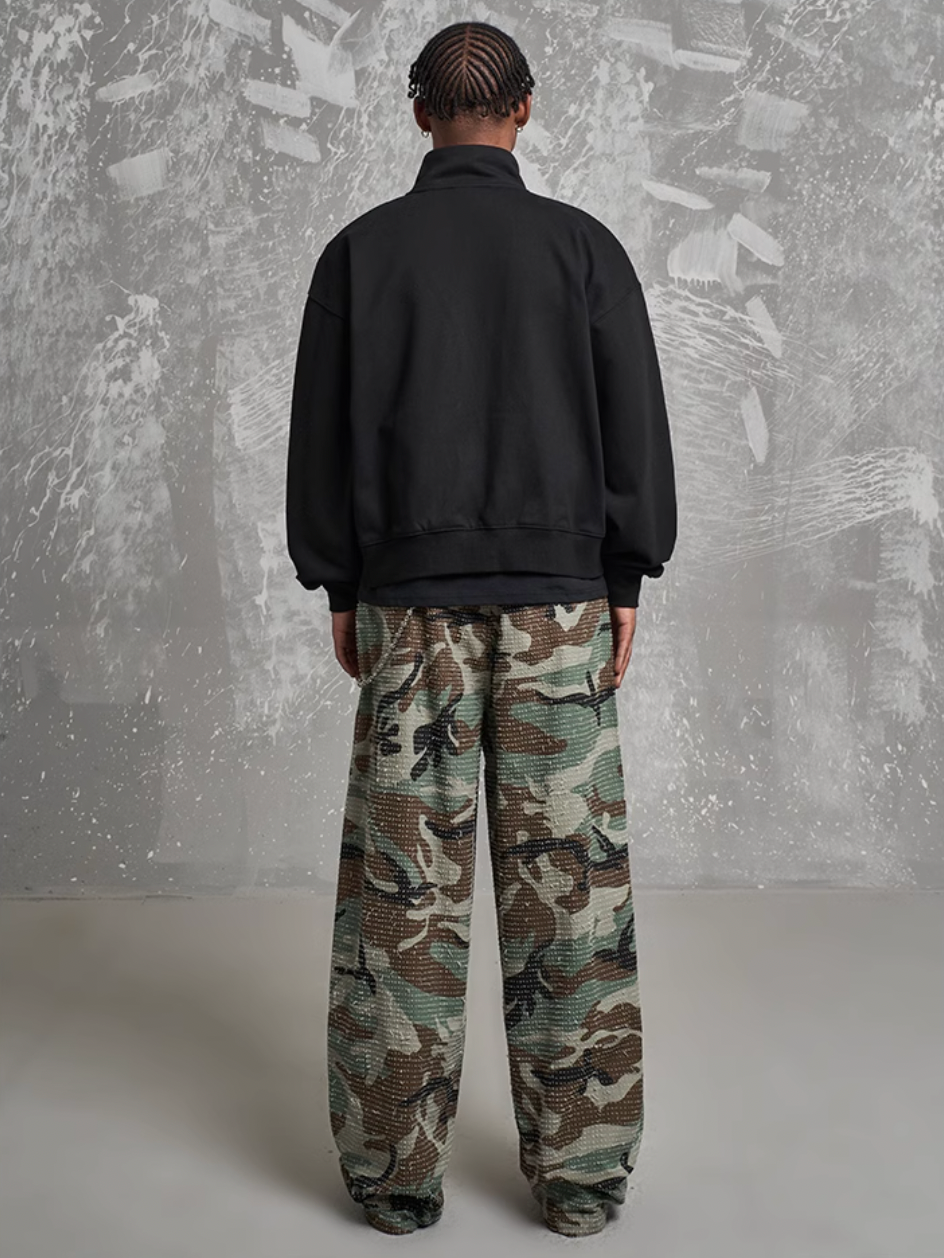 F3F Select Washed Brushed Camouflage Baggy Work Pants | Face 3 Face