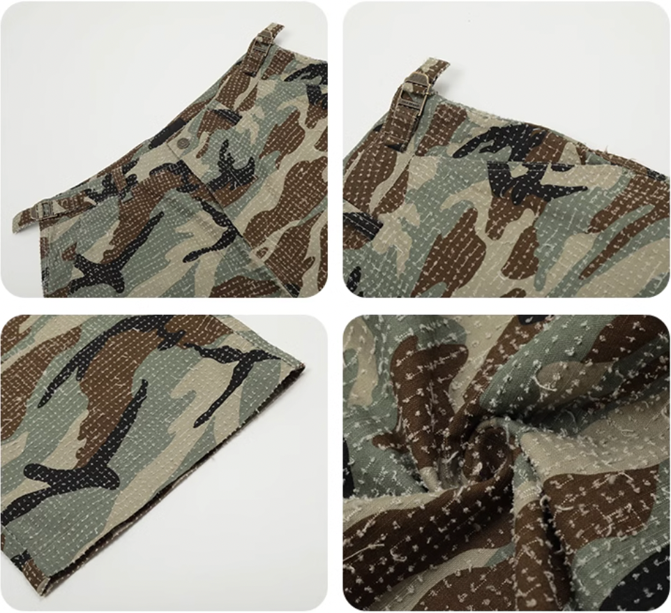 F3F Select Washed Brushed Camouflage Baggy Work Pants | Face 3 Face