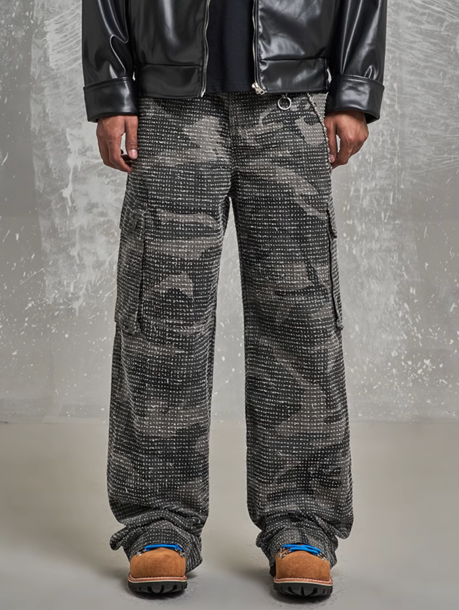 F3F Select Washed Brushed Camouflage Baggy Cargo Pants | Face 3 Face