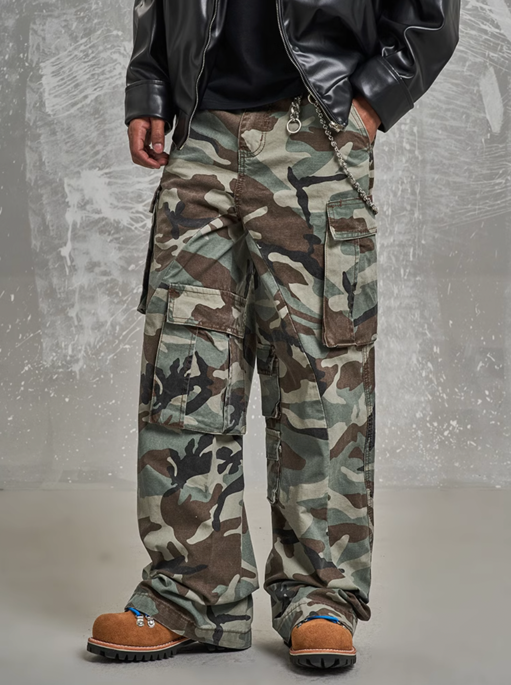 F3F Select Side Pocket Patchwork Camouflage Baggy Cargo Pants | Face 3 Face