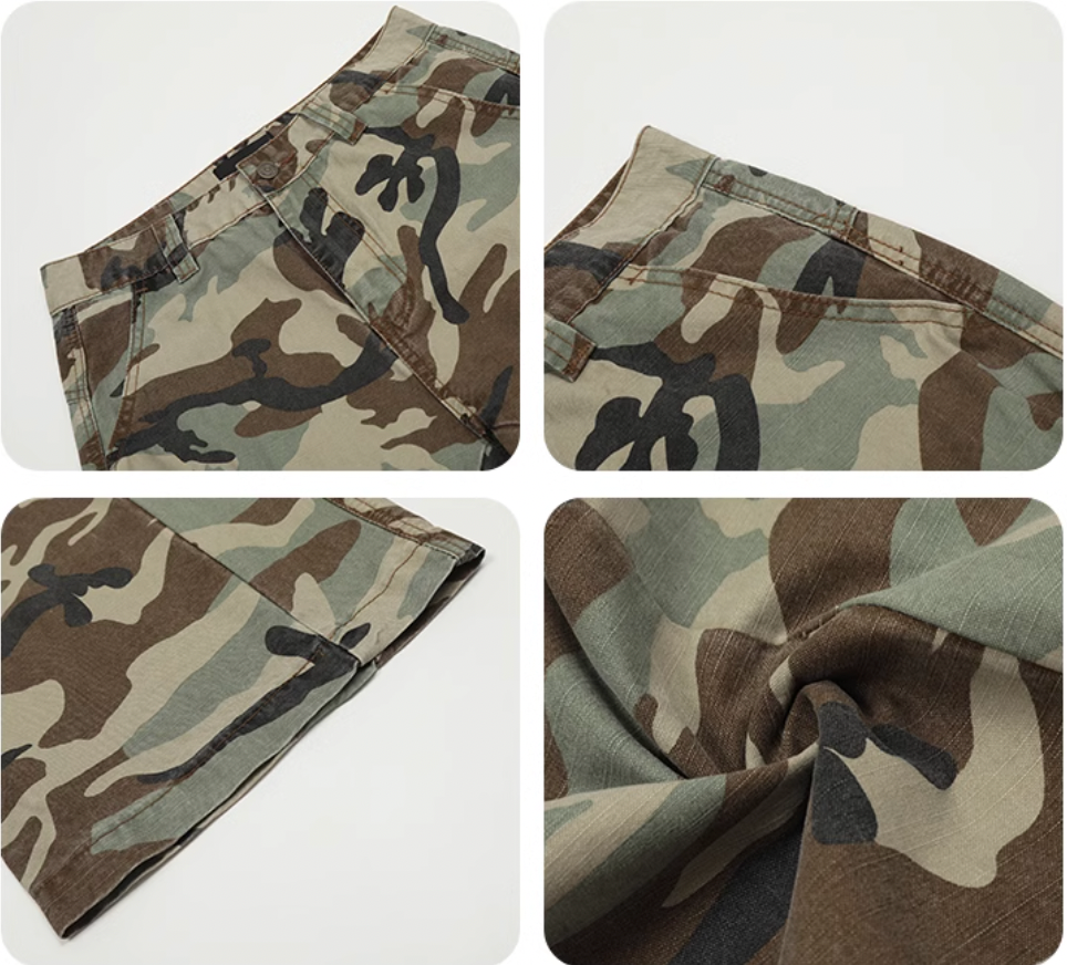 F3F Select Side Pocket Patchwork Camouflage Baggy Cargo Pants | Face 3 Face