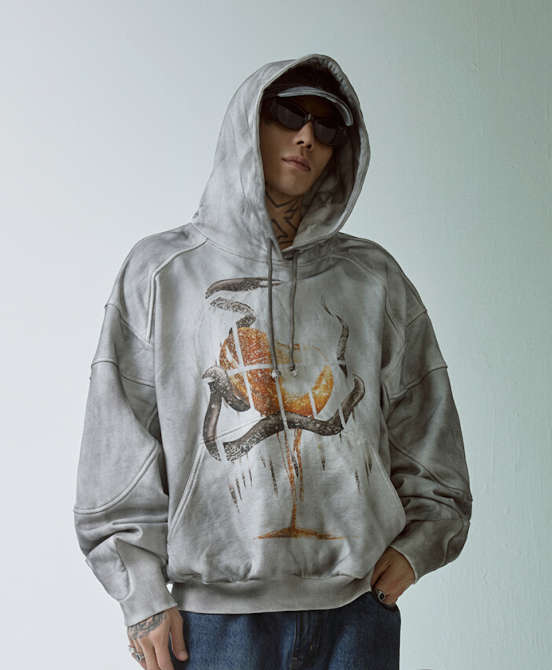 F2CE Dirty Dye Printed Hoodie | Face 3 Face