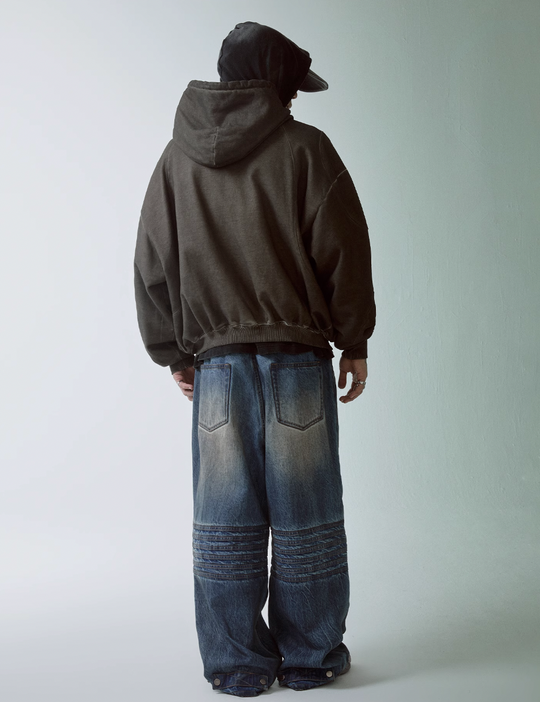 F2CE Vintage Washed Bone Pleated Baggy Jeans | Face 3 Face