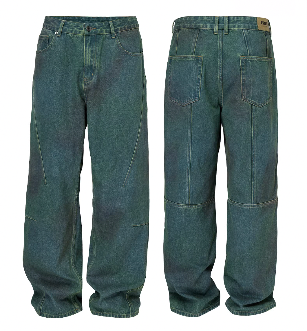 F2CE Handmade Gradient Dyed Washed Baggy Jeans | Face 3 Face